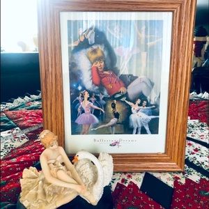 Ballerina Dreams Oak Framed Poster and Lladro Style figurine